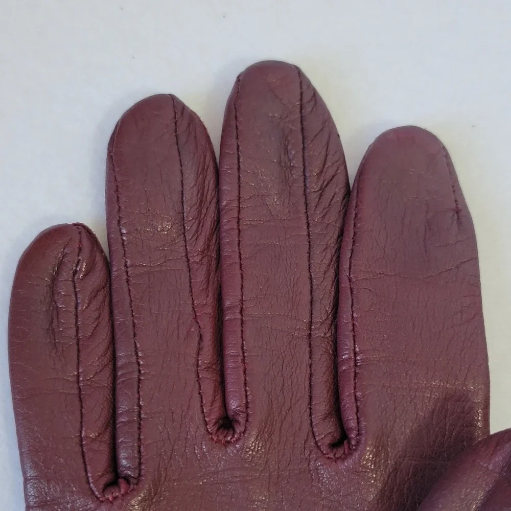 Vintage Stetson Burgundy Leather Opera Gloves Size 6 1/2 Formal Evening Wear EUC